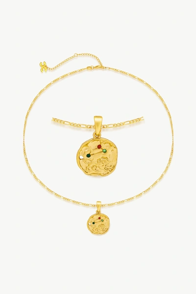 Classicharms Gold Sculptural Zodiac Sign Pendant Necklace Set-aries In Multi