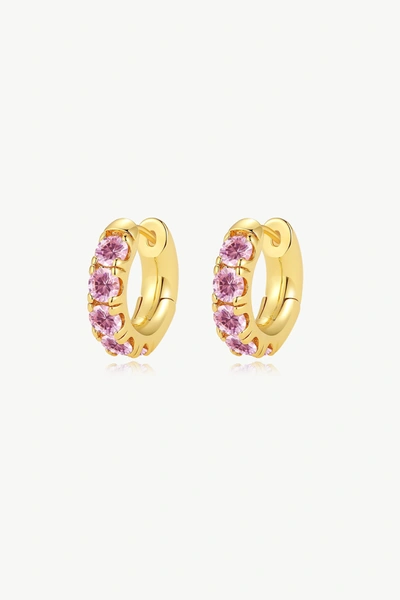 Classicharms Daniela Gold Huggie Hoop Pink Zirconia Earrings