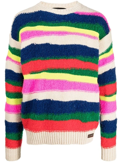 Dsquared2 Striped Crew Neck Jumper In Multicolor