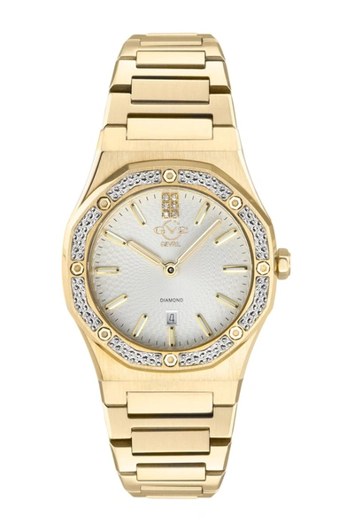 Gevril Gv2 Palmanova White Dial Diamond Bracelet Watch, 44mm In Gold