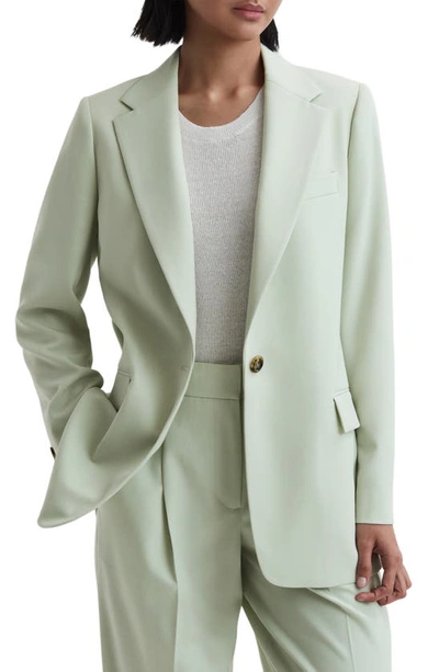 Reiss Naomi Single-breasted Relaxed-fit Stretch-wool Blend Blazer In Green