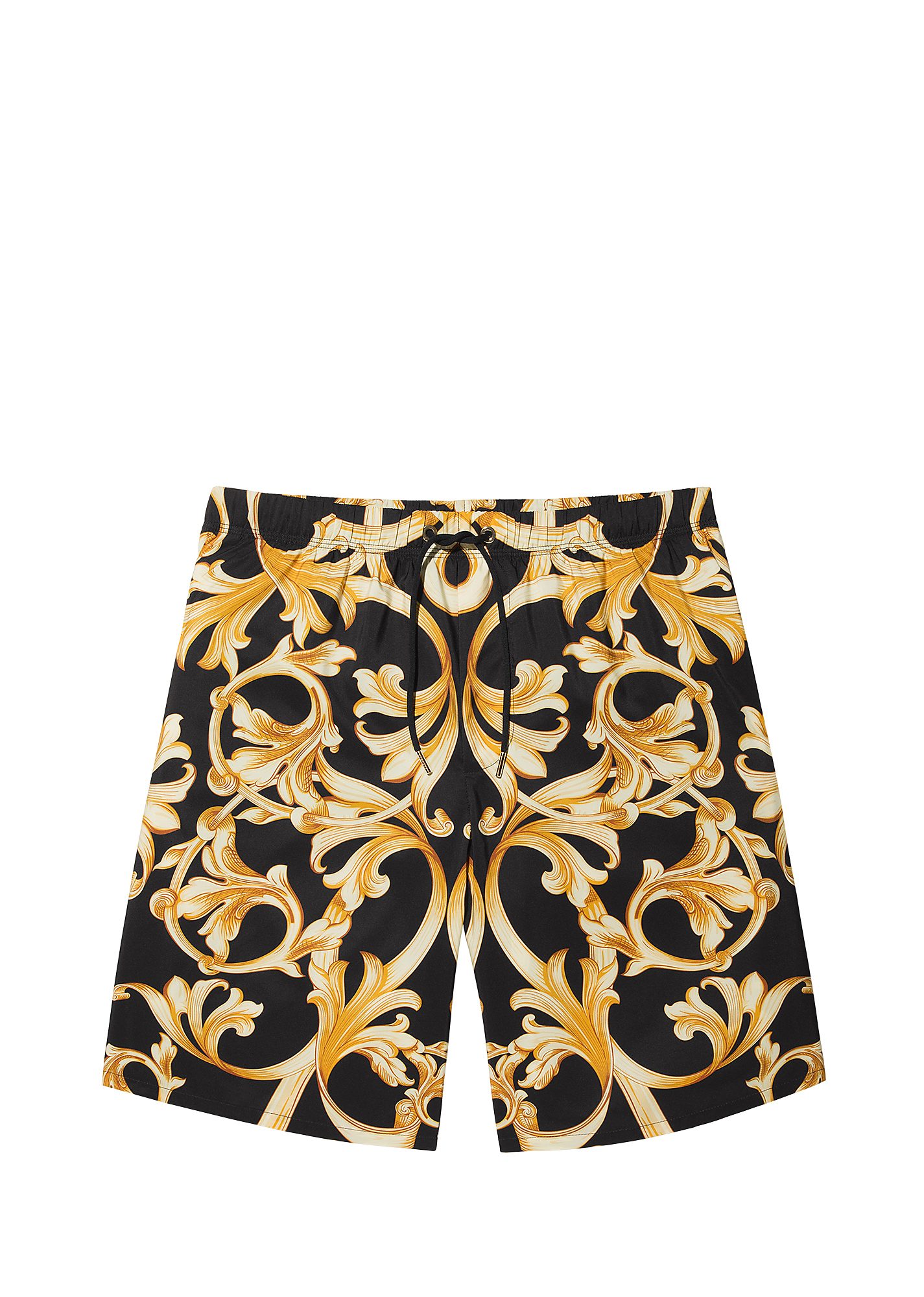 Versace Barocco Swim Shorts In Black + Gold | ModeSens