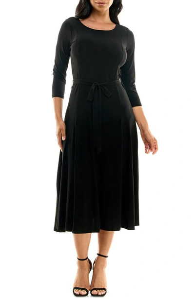 Nina Leonard Sylvia Midi Dress In Black