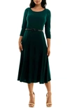 Nina Leonard Sylvia Midi Dress In Rich Pine