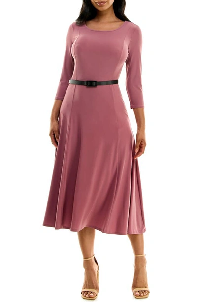 Nina Leonard Sylvia Midi Dress In Mauve Mist