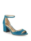 Sam Edelman Susie Suede Sandals In Aqua Blue