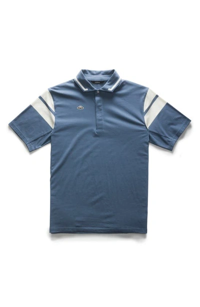 Radmor Taylor Cap Stripe Performance Organic Cotton Golf Polo In Tru Blue/ Snow White