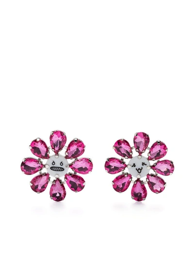 Charles Jeffrey Loverboy Crazy Daizy Glass-crystal Earrings In Pink