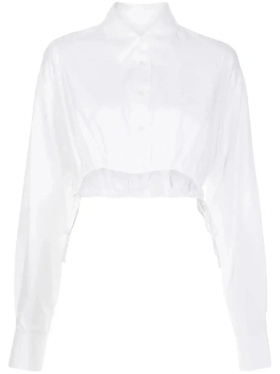 Alexander Wang Drawstring Cropped Cotton Shirt In White