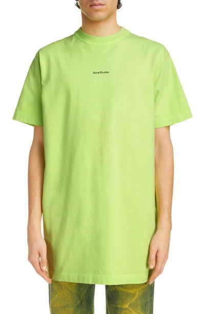 Acne Studios Relaxed Fit Logo T-shirt In Fluo Green