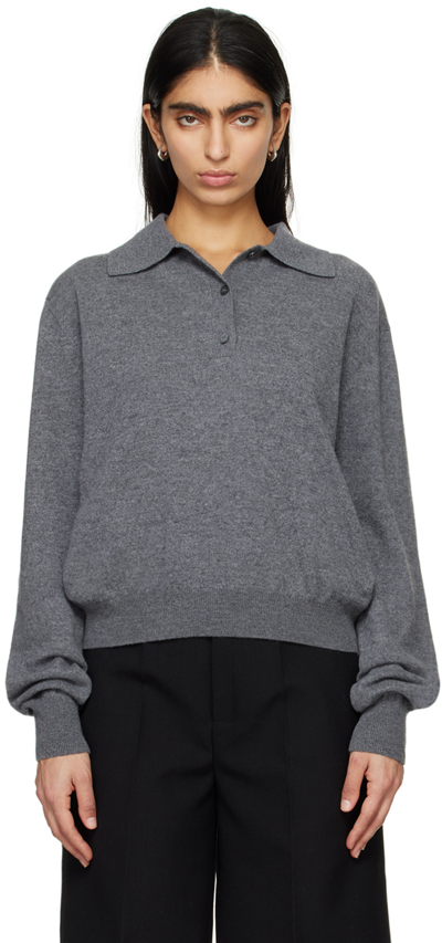 Rohe Wool And Cashmere Polo Sweater In 907 Grey Melange