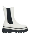 Tosca Blu Woman Ankle Boots White Size 10 Soft Leather, Elastic Fibres In Off White