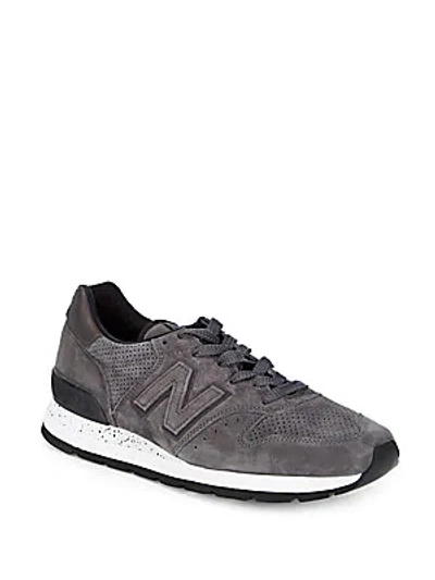 New Balance Suede & Leather Perforated Trainers In Grey