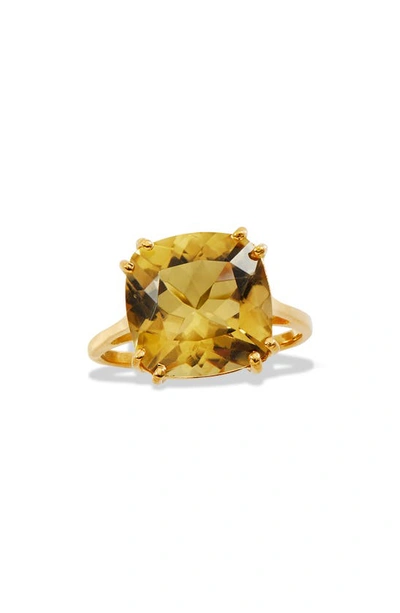 Savvy Cie Jewels 18k Yellow Gold Plated Sterling Silver Lemon Quartz Ring
