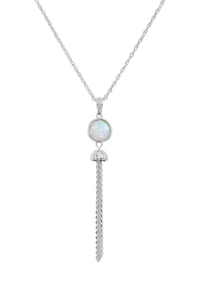 Savvy Cie Jewels Sterling Silver, Cz & White Opal Tassel Necklace