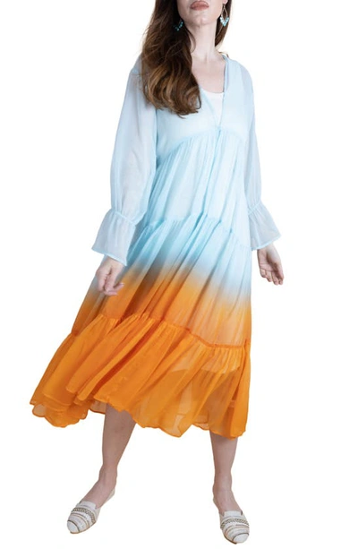 Saachi Ombré Cover-up Dress In Blue/ Orange