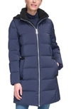 Calvin Klein Faux Shearling Lined Down Puffer Jacket In Dark Navy