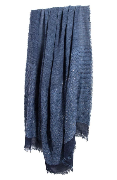 Saachi Raven Sequin Embellished Wrap Scarf In Blue