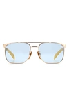 David Beckham Eyewear 56mm Square Sunglasses In Gold/ Azu Phtcromatic