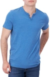 Lucky Brand Button Notch Neck T-shirt In Vallarta Blue