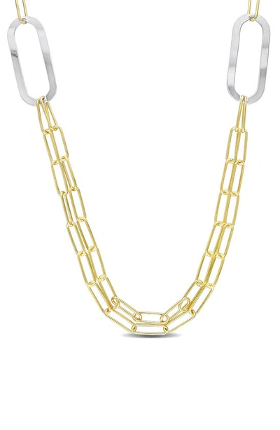 Delmar Two Tone Paperclip Chain Necklace In Gold