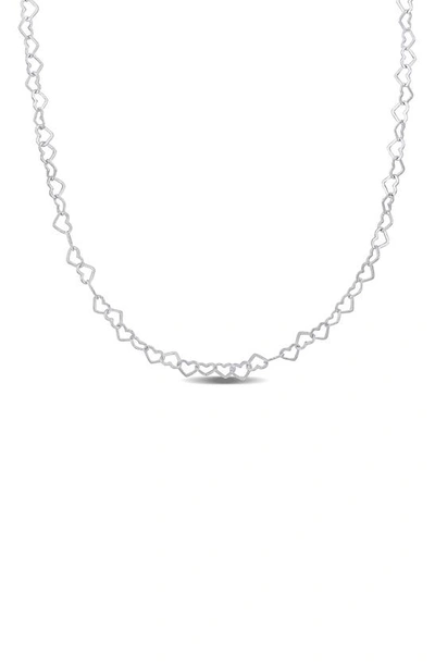 Delmar Sterling Silver Heart Link Necklace In Metallic
