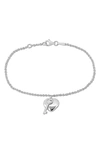 Delmar Heart & Key Charm Bracelet In Silver