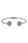 Samuel B. Sterling Silver & 18k Gold Mother-of-pearl Flower Hinged Bangle Bracelet In Silver/ Pink