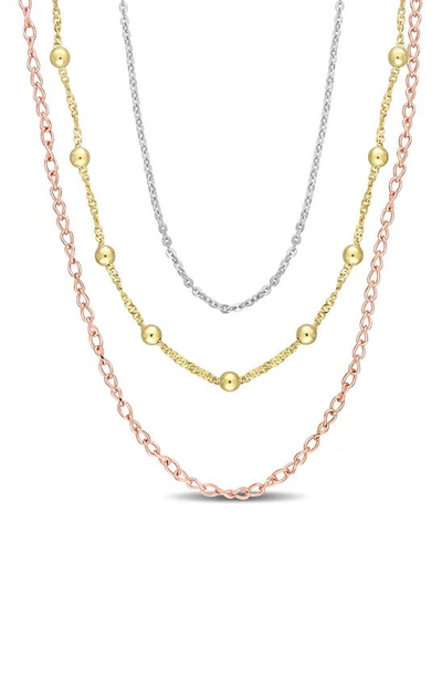 Delmar Three-tone Layered Chain Necklace In Multi-color