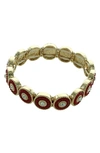 Olivia Welles Full Circle Stretch Bracelet In Gold / Red / Clear
