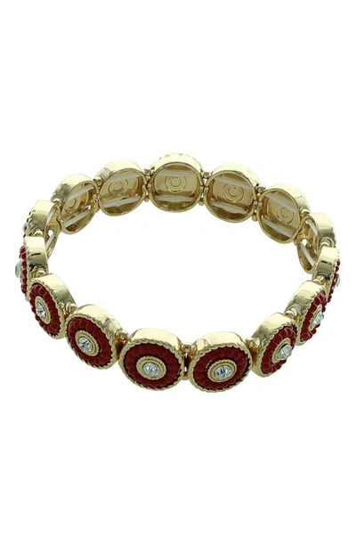 Olivia Welles Full Circle Stretch Bracelet In Gold / Red / Clear