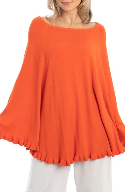 Saachi Talia Ruffle Hem Poncho In Orange