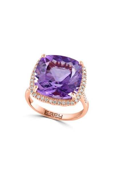 Effy 14k Rose Gold Amethyst & Diamond Ring In Purple