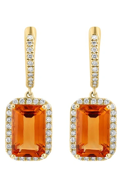 Effy 14k Yellow Gold Citrine & Diamond Drop Earrings In Orange