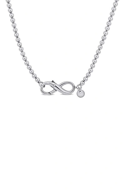 Delmar Infinity Bead Link Necklace In Silver