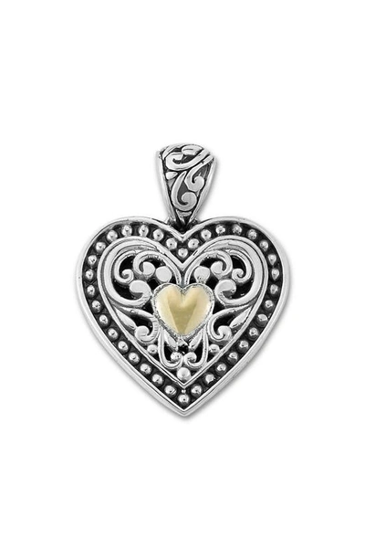 Samuel B. Sterling Silver 18k Yellow Gold Filigree Heart Pendant In Metallic