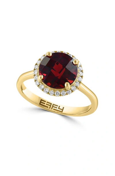 Effy 14k Yellow Gold Garnet & Diamond Ring In Red