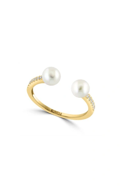 Effy 14k Yellow Gold Freshwater Pearl & Diamond Ring In Gold Multi