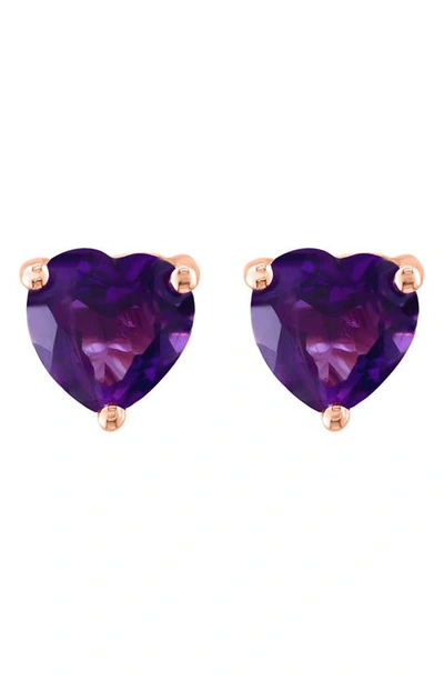 Effy 14k Rose Gold Heart Amethyst Stud Earrings In Purple