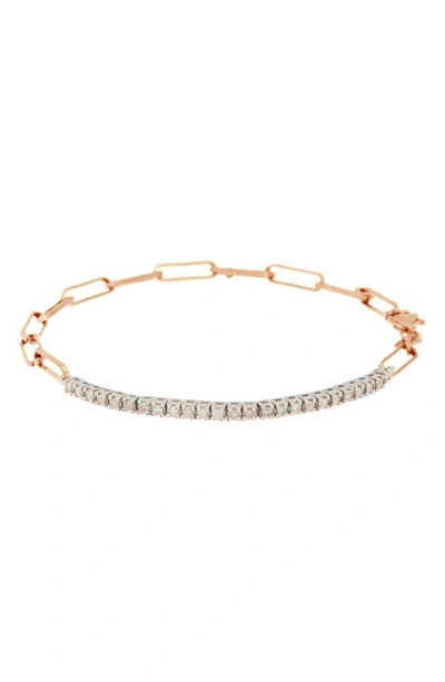 Meshmerise Diamond Paperclip Link Bangle Bracelet In Rose