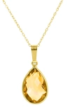 Savvy Cie Jewels 18k Gold Plated Sterling Silver Semiprecious Stone Pendant Necklace In Yellow