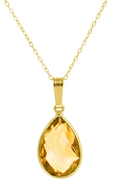 Savvy Cie Jewels 18k Gold Plated Sterling Silver Semiprecious Stone Pendant Necklace