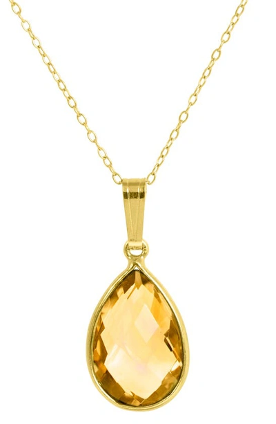 Savvy Cie Jewels 18k Gold Plated Sterling Silver Semiprecious Stone Pendant Necklace In Yellow
