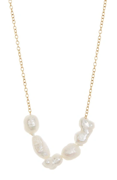 Ed Jacobs Nyc Imitation Pearl Frontal Necklace In Gold/ Pearl