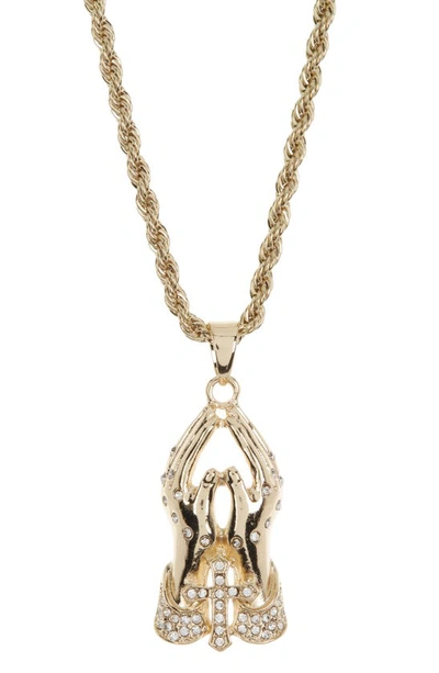 Ed Jacobs Nyc Prayer Hands Pendant Necklace In Gold