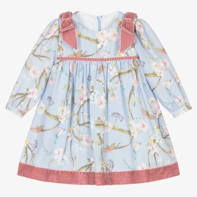 Patachou Babies' Girls Blue Floral Crêpe Chiffon Dress