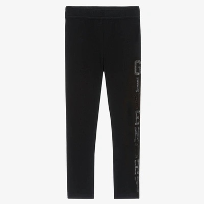 Givenchy Kids' Girls Black Sequin Logo Cotton Leggings