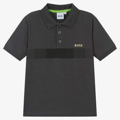 Hugo Boss Kids' Boss Boys Dark Grey Piqué Polo Shirt