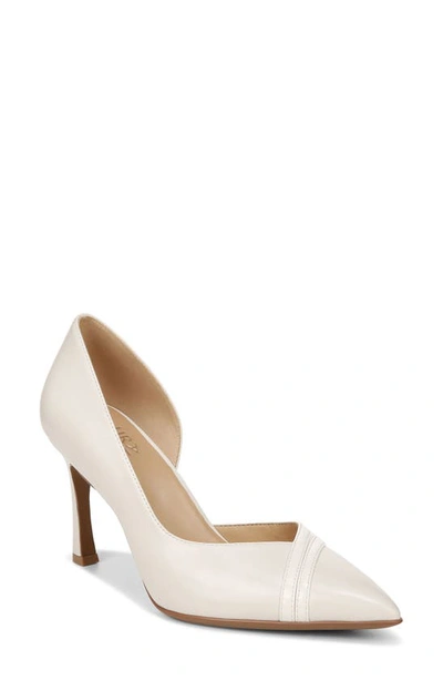 Naturalizer Aubrey Asymmetric Pointed Toe Pump In Satin Pearl Leather