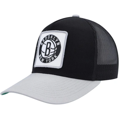 Mitchell & Ness Men's  Black, Gray Brooklyn Nets Soul Truck It Trucker Snapback Hat In Black,gray